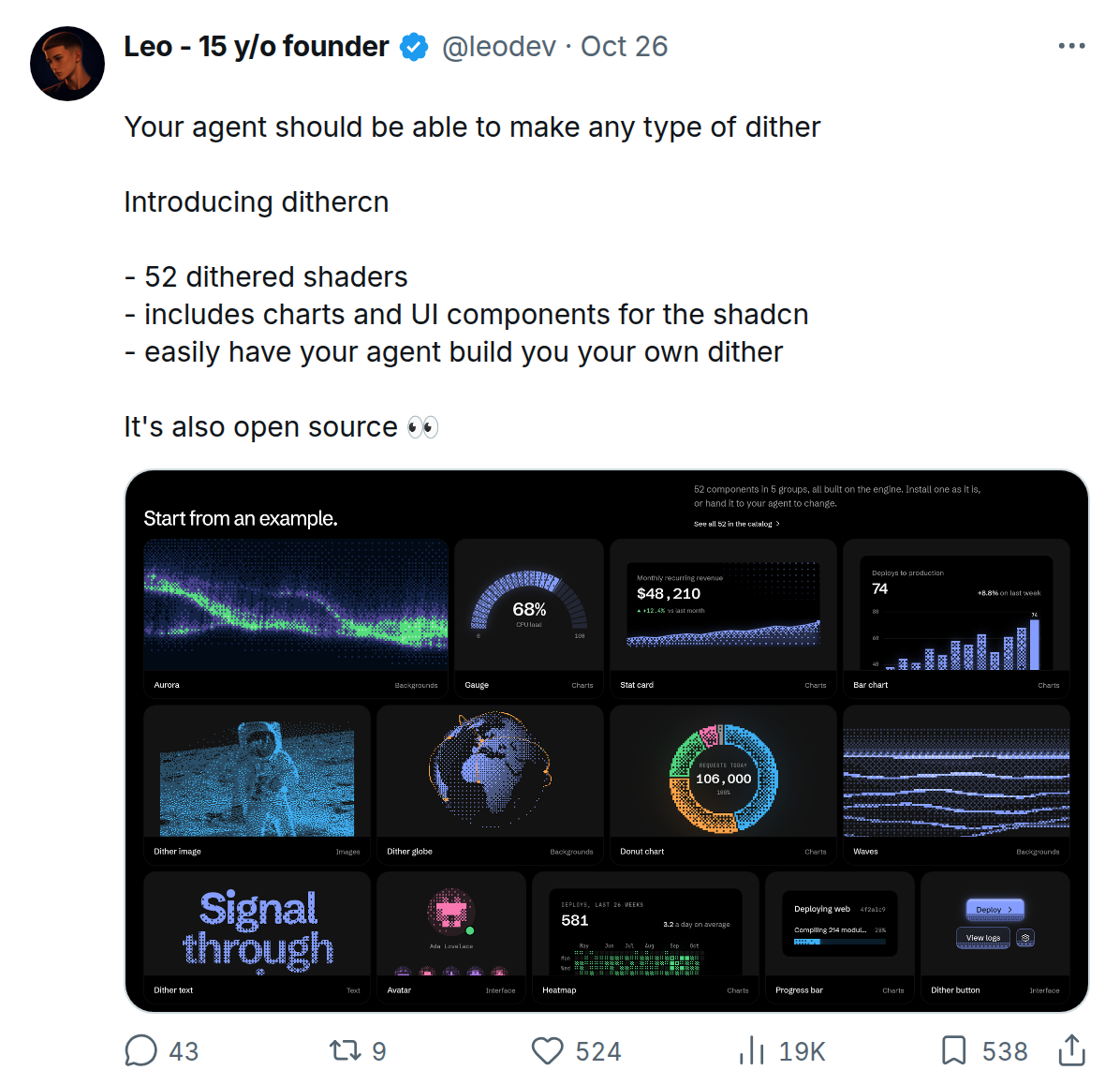 one sentence stating what the agent can now do, paired with the full catalog grid